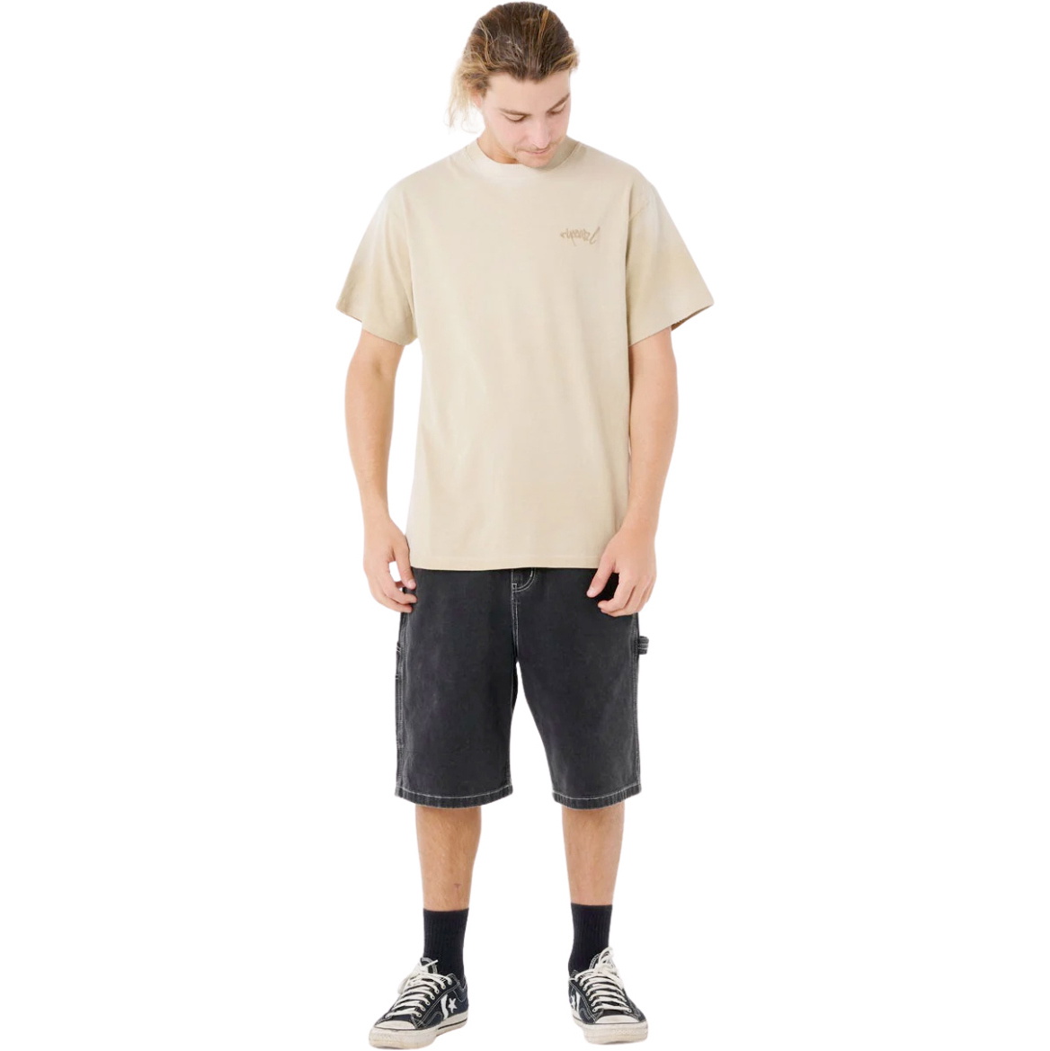 2025 Rip Curl Mens Medina Distressed Tee 0TKMTE - Khaki Sand